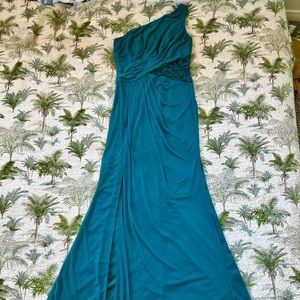 David’s Bridal Oasis size 4 One-Shoulder Mesh Dress with Lace Inset F19419